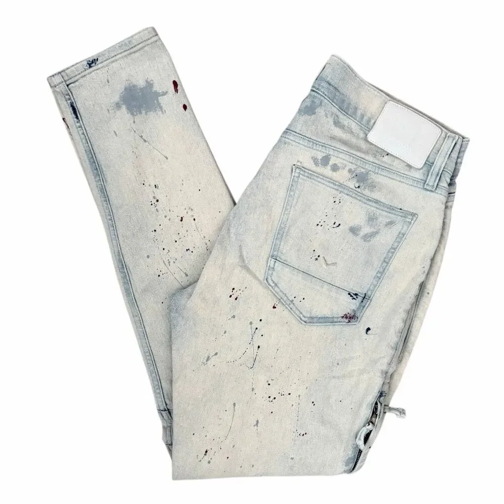 Hudson Jeans Men's 32x32 Zack Moto Skinny Fit Jeans Paint Splatter